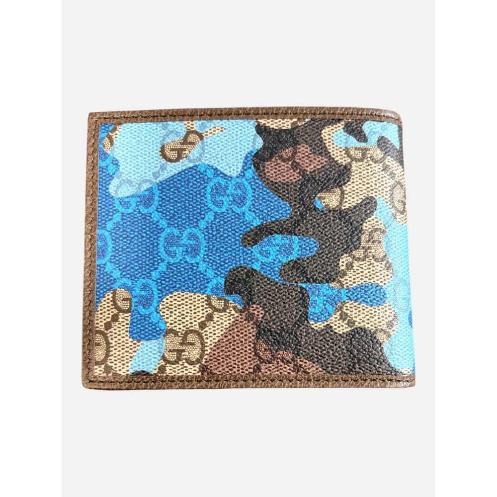 7100 - Gucci GG Bifold Wallet Blue Camouflage Coated Canvas - New in Box - Picture 5 of 6